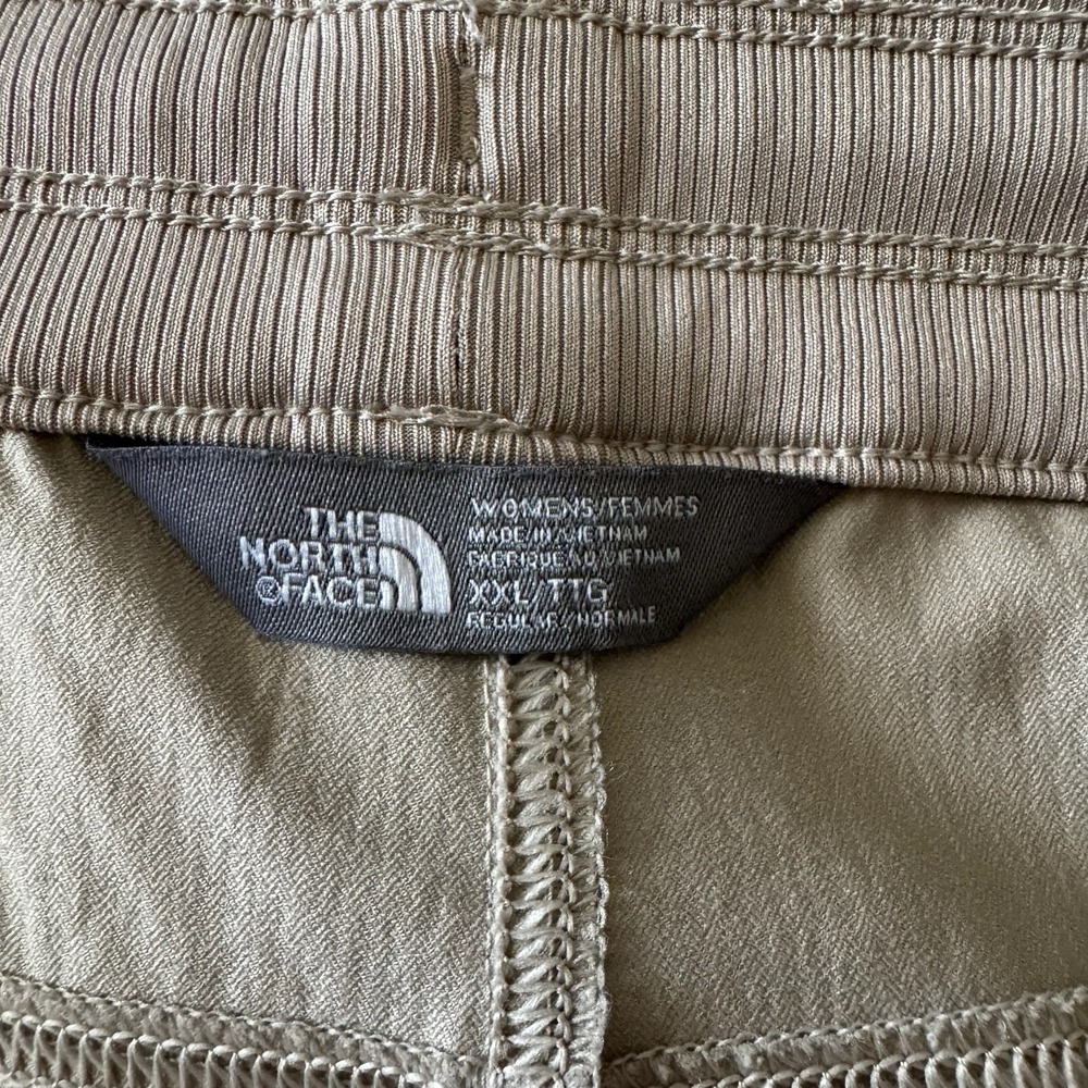 The North Face Womens Nylon Hiking Capri Pants XXL Tan Ruched Pull On Drawstring - Picture 6 of 12